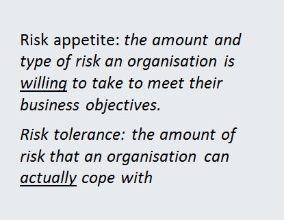 Risk appetite and tolerance defined